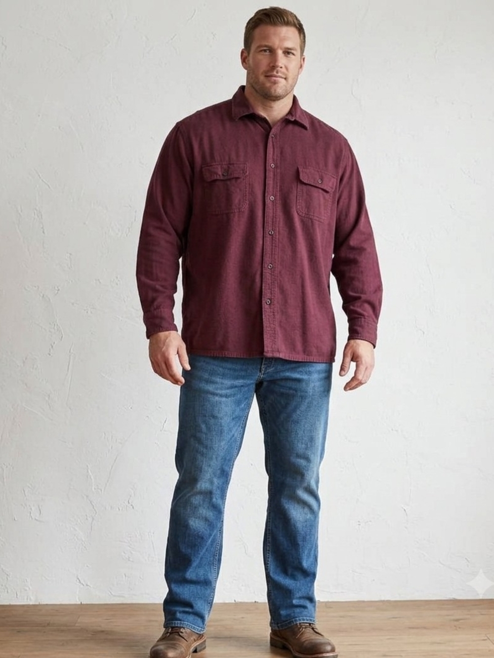 St. John's Bay Men's XL Long-Sleeve Button-Down Shirt With Dual Pockets MS 47